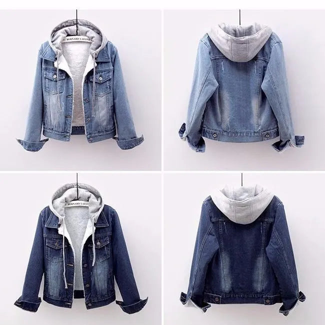 Curvy Women's Hooded Denim Jacket – Flattering Fit with Trendy Hood Design 5