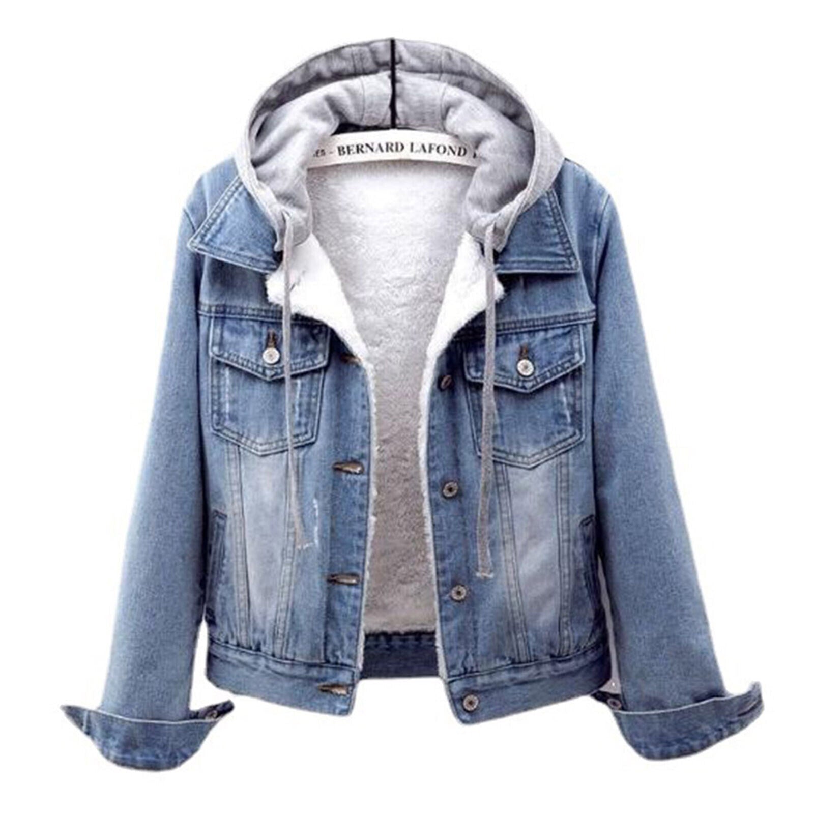 Curvy Women's Hooded Denim Jacket – Flattering Fit with Trendy Hood Design 0