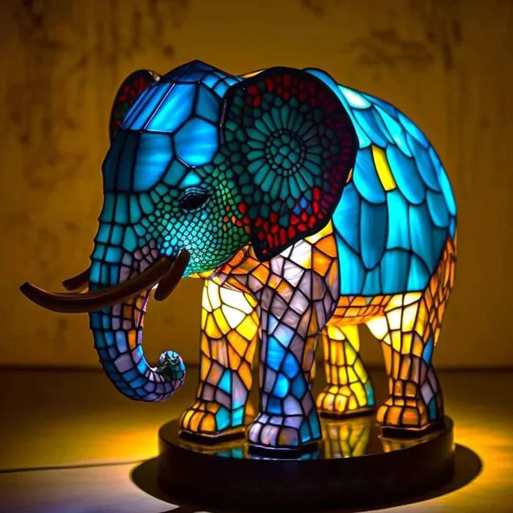 Home Decor Artistic Lamp – Unique Stained Glass with 20 Vibrant Animal Prints 13