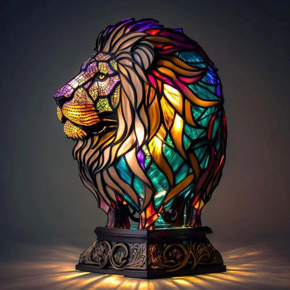 Home Decor Artistic Lamp – Unique Stained Glass with 20 Vibrant Animal Prints 15