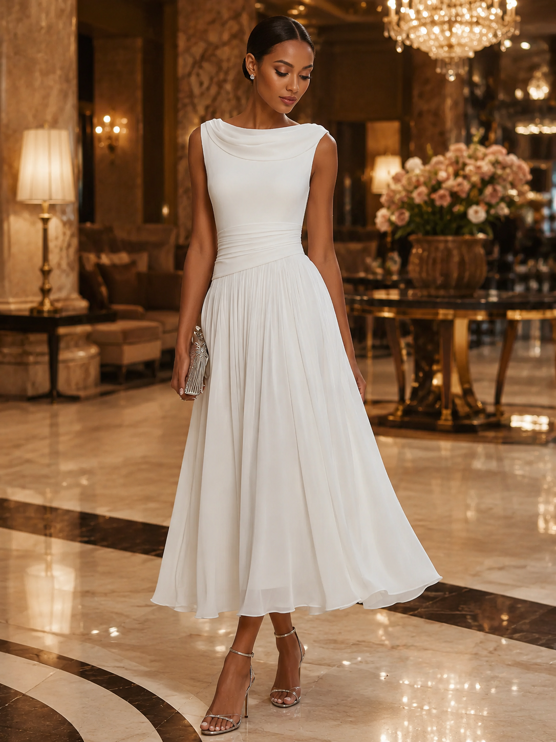 Pleated Midi Dress